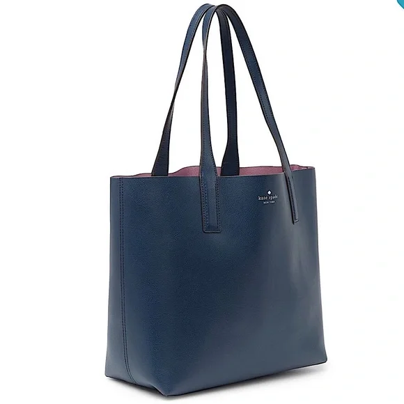 Kate Spade New York reversible leather bag tote Blue and Pink w matching pouch